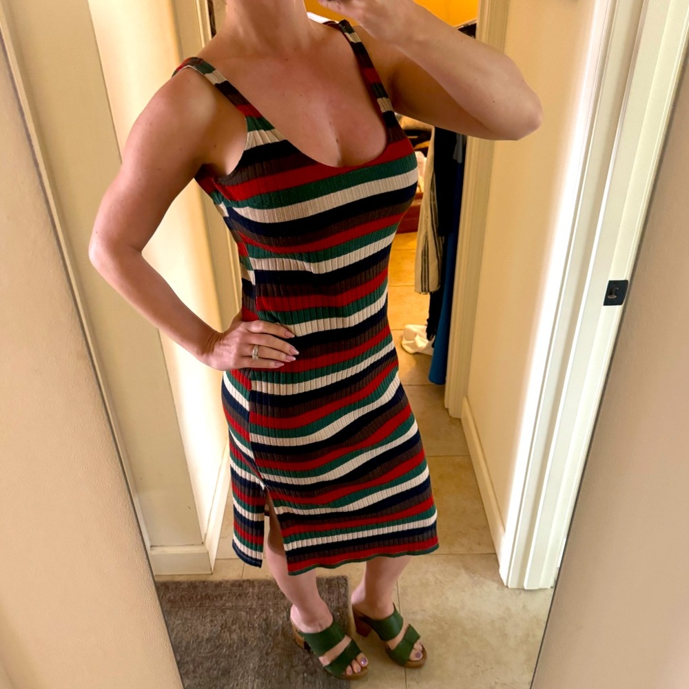 Lulus multi-color striped midi tank dress
